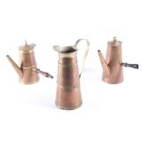 Tooled Copper & Brass Tea Kettles & Pitcher