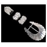 Navajo Sterling Silver Ranger Belt Buckle Set