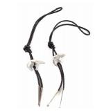 Zuni Native American Sterling Silver Bolo Ties (2)