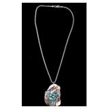 .925 Necklace W/ Deconstructed Amber & Turquoise