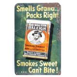 Sir Walter Raleigh Embossed Tin Lithograph Sign