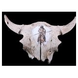 Large Buffalo Skull With Native American Motif