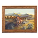 G.C. Wentworth Plowing Fields Oil Painting c. 1967