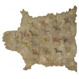 Northern Cheyenne Pictorial Painted Buffalo Robe