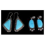 Signed Sterling Silver & Turquoise Earrings
