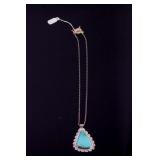 Signed Navajo Sterling Silver & Turquoise Necklace