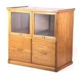 Antique Hamilton Glass Doors Oak Cabinet