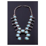 Navajo Sterling Silver & Turquoise Squash Blossom