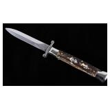 AKC Italian Stag Horn Stiletto Switchblade Knife