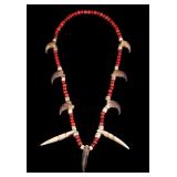 Plains Indian Claw, Tooth & Trade Bead Necklace
