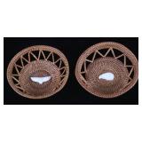 Tlingit Inuit Spruce Root & Ivory Fetish Baskets