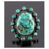 Navajo Sterling Silver Turquoise Nugget Ring
