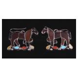 Navajo Multi Stone Sterling Silver Horse Earrings