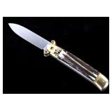 AKC Italian Stag Horn Switchblade Knife