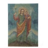 Late 19th Century Mexico Retablo Christ Painting