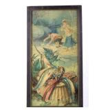 Victorian Trout Fishing Embossed Lithograph