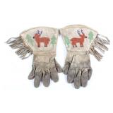 Crow Native American Beaded Gauntlet Gloves