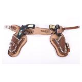 Vintage Roy Rogers Double Holster & 2 Toy Pistols