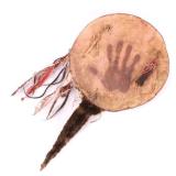 Plains Indian Polychrome Painted Shield