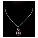 Navajo Silver and Turquoise Necklace