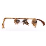 Native American Rawhide Black Feather Dance Wand