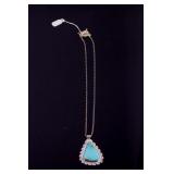 Signed Navajo Sterling Silver & Turquoise Necklace