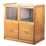 Antique Hamilton Glass Doors Oak Cabinet