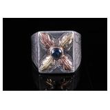 14K White Gold Montana Sapphire Sterling Ring