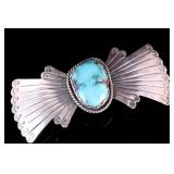 Old Pawn Navajo Sterling Silver & Turquoise Brooch