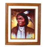 Original Crow Indian Warrior Oil Painting Klein