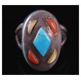 Navajo Multi Stone Sterling Silver Ring