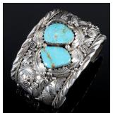 J. Etsitty Sterling Silver & Turquoise Bracelet