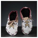 Cree Fully Beaded Hide Moccasins c. 1890