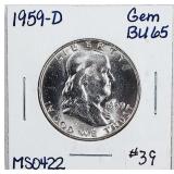 1959-D  Franklin Half Dollar   Gem BU-65