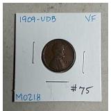 1909-VDB  Lincoln Cent  VF