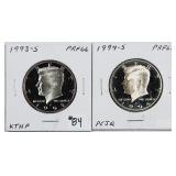 1993-S & 1994-S  Kennedy Half Dollars   PF-65