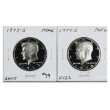 1973-S & 1974-S  Kennedy Half Dollars  PF-66