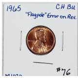 1965  Lincoln Cents  BU  Flagpole error