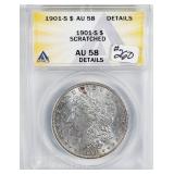 1901-S  Morgan Dollar   ANACS AU-58  scratched