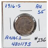 1916-S  Buffalo Nickel  AU-55  (ANACS Grade)