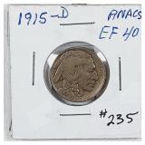 1915-D  Buffalo Nickel  EF-40  (ANACS Label)