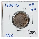 1924-S  Buffalo Nickel   VF-20  (NGC Graded)