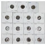 Group of 15  Roosevelt Dimes   1977 - 1985  BB-MS