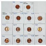 Group of 14  Lincoln Cents   1960 -1969-S  BU