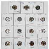 Group of 15  Roosevelt Dimes  1965 - 1976-D  BU-MS