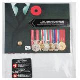 3 Canada 25 Cent Remembrance Day coins & post card