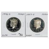 1996-S & 1997-S  Kennedy Half Dollars   PF-64
