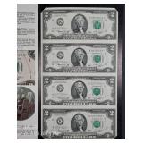 Uncut sheet of 4  1976  $2 FRN