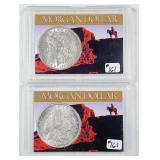 2  1921  Morgan Dollars in H.E. Harris Holders