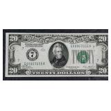 1928  $20 Federal Reserve Note   XF ink on rev.